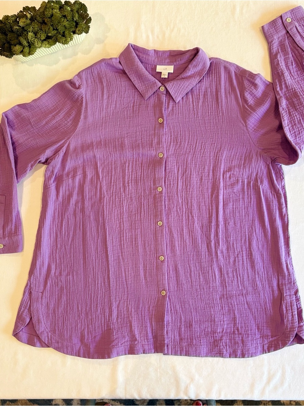 J. Jill NWT Lavender-Purple Cotton Gauze Button-Front Tunic Shirt 2X